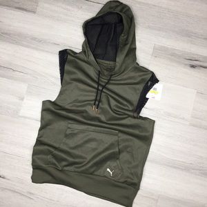 NWT Puma Explosive Sleeveless Hoodie, Olive, Sz M